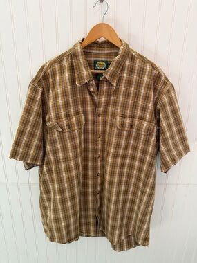 Cabela's Brown Plaid Button-Down Shirt XLT